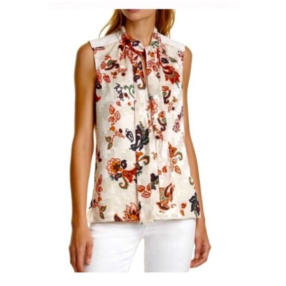 Tory Burch Silk Burnout Shell Top. - Picture 1 of 8
